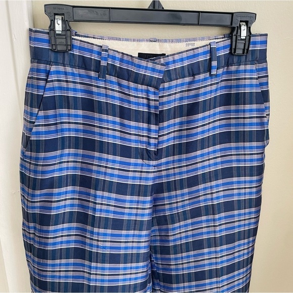 J. Crew Silk Blue Plaid Wide Leg Pant - Picture 8 of 8